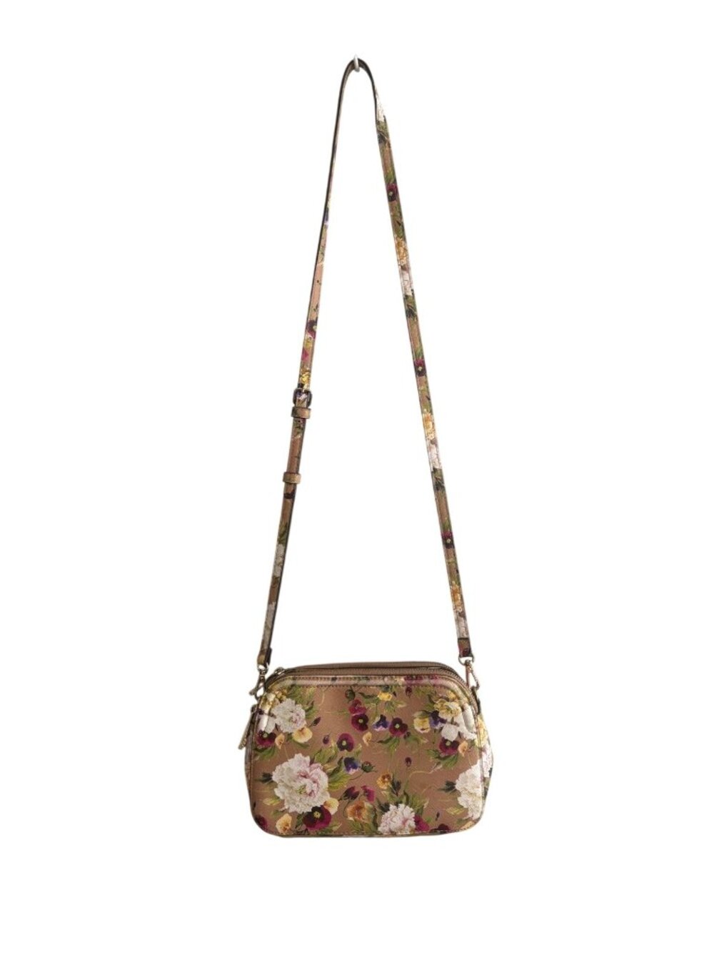 ALDO Floral Tan & Pink Coquette Crossbody Camera Bag Cottagecore Purse